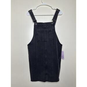 Wild Fable NEW Woman’s Medium Black Denim Overall Dress Raw/Cut Off Hem